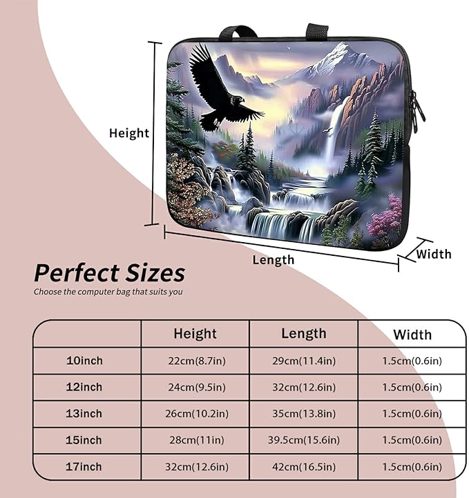 Universal Laptop Sleeve Tablet Case 12 inch, Eagle Landscapes Slim Carrying Case Durable Handbag Travel Laptop Bag for Surface Pro 9 8 7/Laptop Go 2 3, MacBook Air 11/12