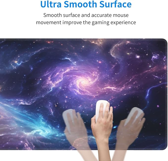 Gaming Mouse Pad Desk Pad,Extended Big Mouse Pad,31.5x11.8 Inch Long Computer Keyboard Mouse Mat Mousepad with 3mm Non-Slip Base and Stitched Edge for Gaming and Office… (Nebula)