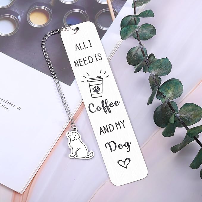 Dog Mom Gifts for Women Bookmark, Coffee Dog Book Marks for Reading Women Men Dog Mom Dad, Dog Lovers Gifts for Women Men Book Lovers Bookish, Birthday Christmas Gifts for Dog Lovers Friends Coworkers