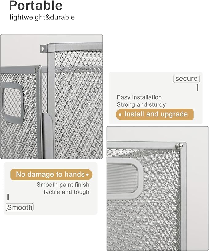 Oterri Hanging File Organizer, Metal File Organizer, Portable Desktop File Organizer for Letter Size Folder, Mesh Hanging File Crate for Office,Folders Not Included(Light Grey,1 Pack)