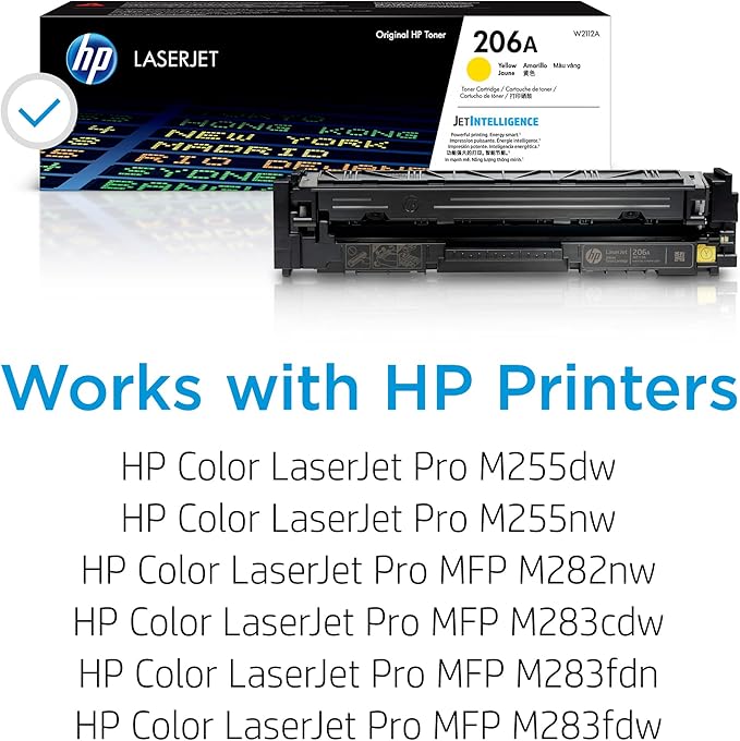 HP 206A Yellow Toner Cartridge | Works with HP Color LaserJet Pro M255, HP Color LaserJet Pro MFP M282, M283 Series | W2112A