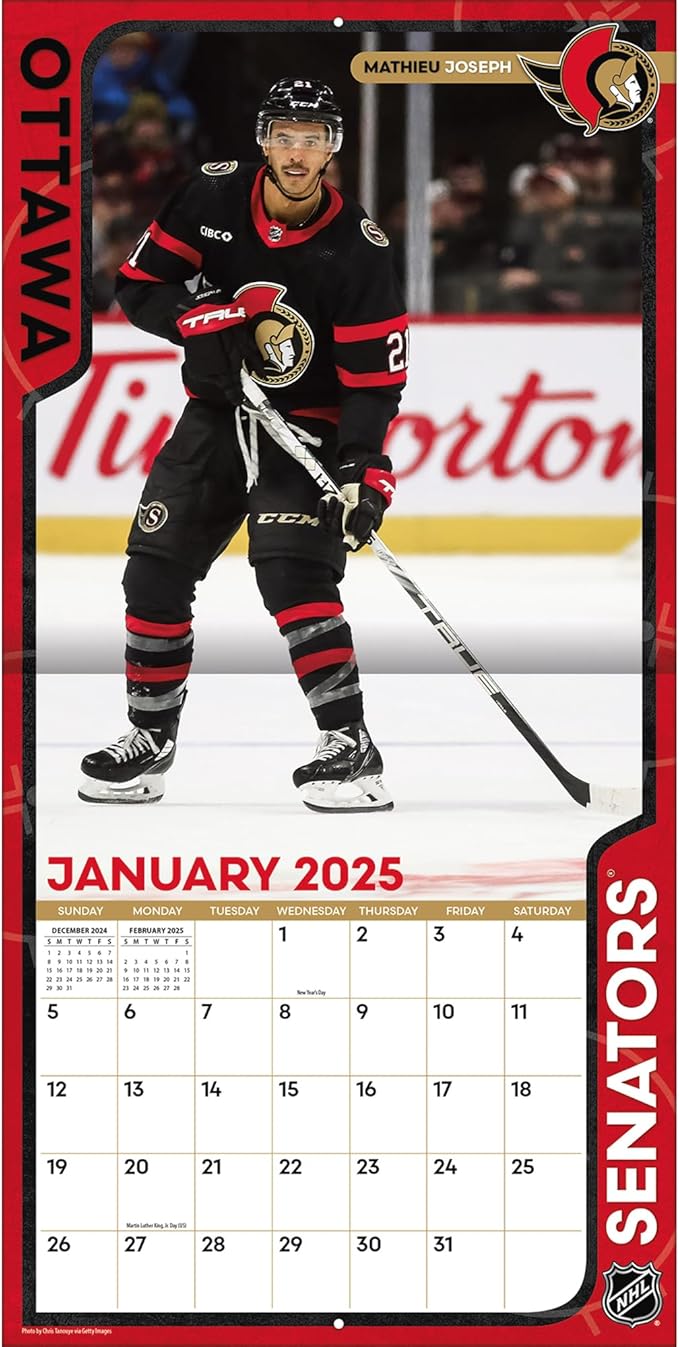 TURNER SPORTS Ottawa Senators 2025 12x12 Team Wall Calendar (25998011950)