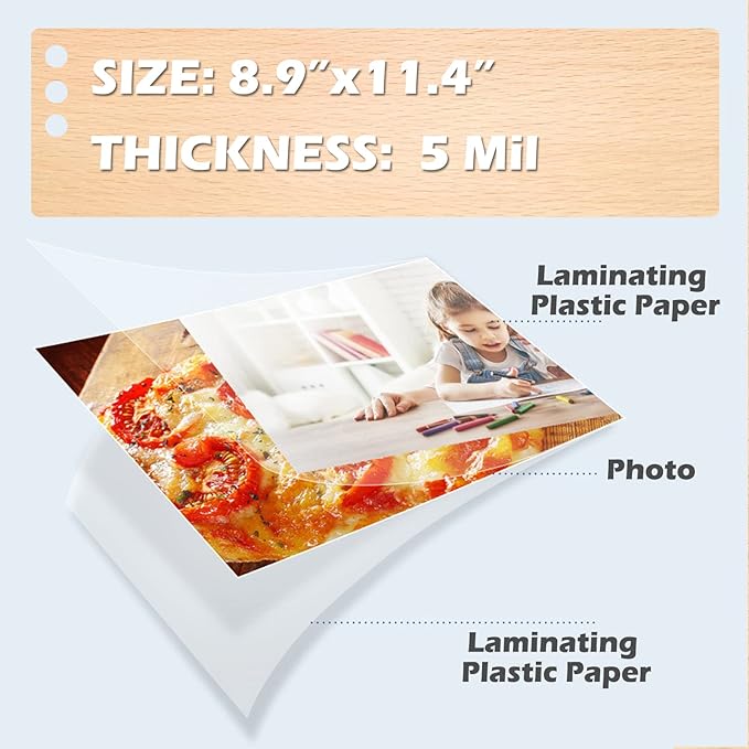 RBHK Thermal Laminating Pouches, 8.9 x 11.4-Inches, 5 mil Thick, 300-Pack, Clear, Letter Size Laminating Sheets