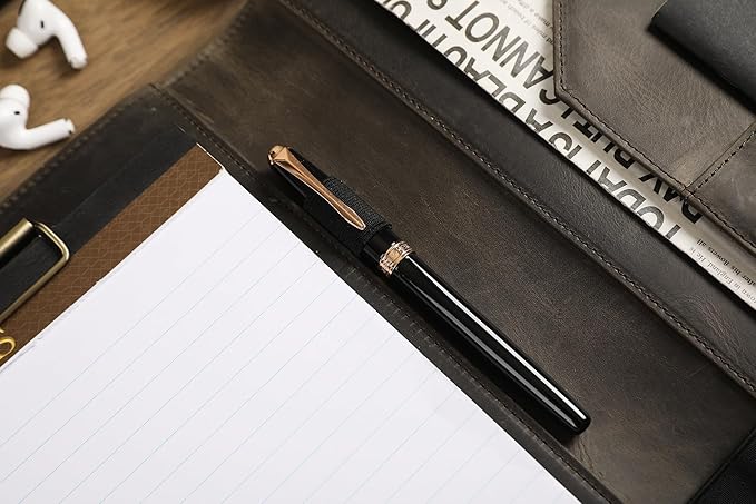 Personalized Leather Portfolio for Lefty, Engraved Leather Clipboard Portfolio Binder, Custom Leather Padfolio Leather Legal Portfolio, Christmas Gift for Him/Her (Clipboard, Grey-Custom)