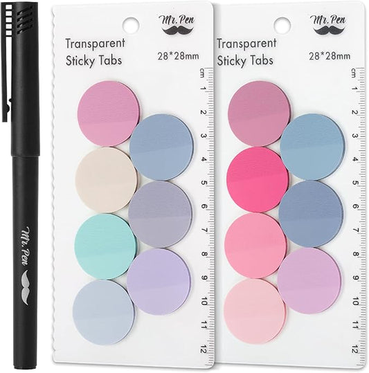 Mr. Pen- Transparent Sticky Note Set, 560Sheets, Colorful, Round Transparent Sticky Notes Set, Bible Sticky Notes Clear Sticky Notes Transparent, Bible Notes, Transparent Sticky Notes for Bible Study