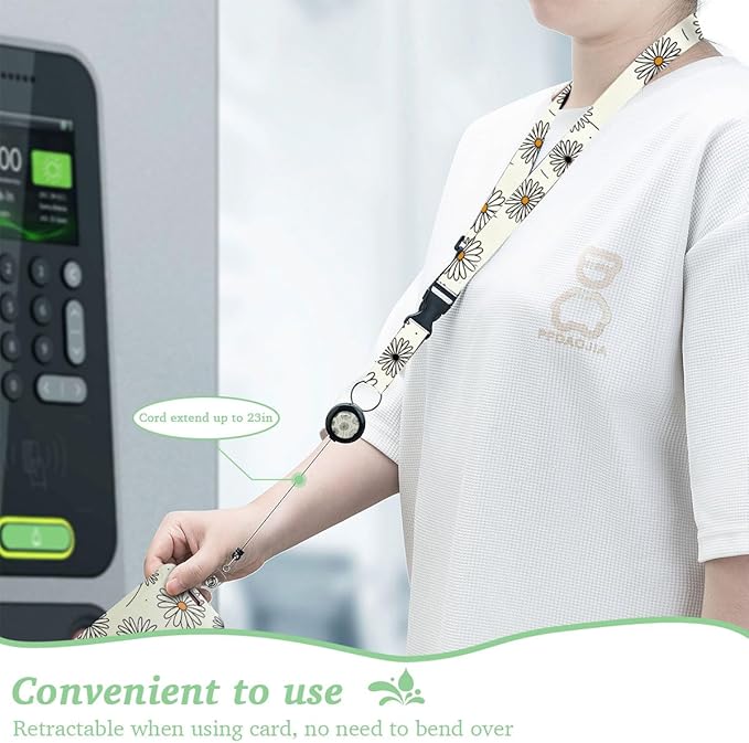 2 Pack Sunflower Lanyards Badge Holder,Adjustable Lanyard with Retractable Badge Reel,Cute ID Badge Holder for Teachers, Nurses, Students, Office Staff & Cruise Essentials