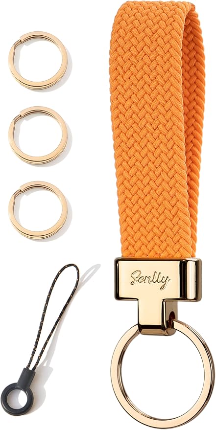 SENLLY Car Keychain, Stretchy Key Holder, Original Elastic Anti-Drop Design Finger Lanyard Strap