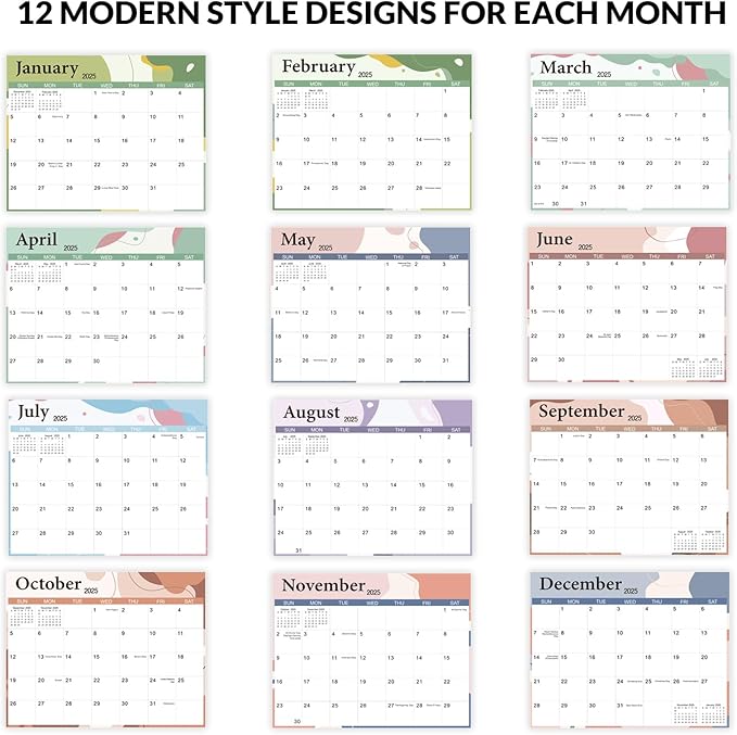 SKYDUE 2025 Magnetic Calendar for Refrigerator, Fridge Calendar 2024-2025, Jul 2024 to Dec 2025 18 Months Magnetic Calendar, 10" x 8", Modern Multi-Color