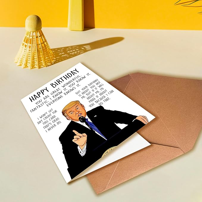 Funny Trump Birthday Card for Women Men, Humorous Donald Trump Birthday Card for Dad or Mom, Trump Birthday Card for Husband Wife, Unique Birthday Gift for Him Her
