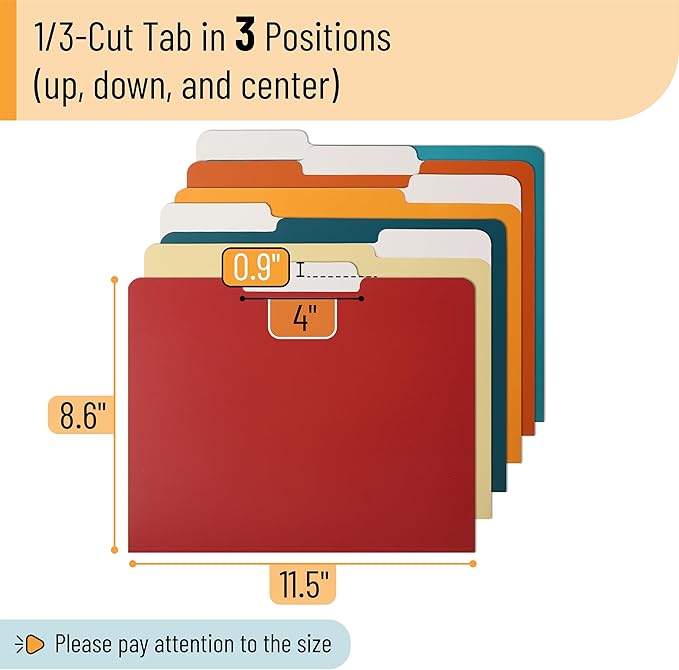 Mr. Pen- File Folders, 18 Pack, Retro Colors, 1/3-Cut Tab, File Folders Letter Size, Colored File Folders, Office File Folder, Colored Folders, Office Supplies File Folders, File Folders with Tabs