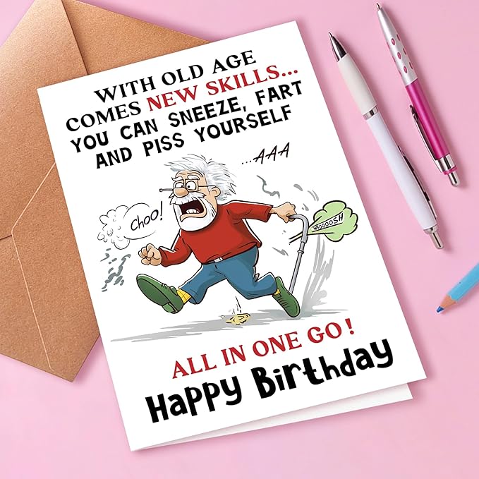 Funny Birthday Card for Men, Funny Birthday Card for Friends Grandpa Brother Husband Dad, Happy Birthday Card for Men Seniors, Funny Getting Older Birthday Card for Men, Old Age Bday Greeting Card