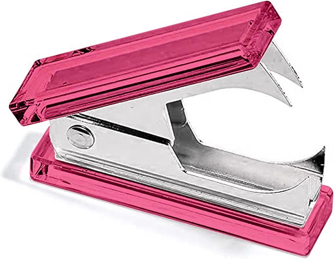 OfficeGoods 3 Piece Acrylic Desk Set - Includes Ruler, Staple Remover, Scissors - Functional & Elegant Desk Accessories - Stationery Tools for Home, Office, and School - Pink with Silver Metal