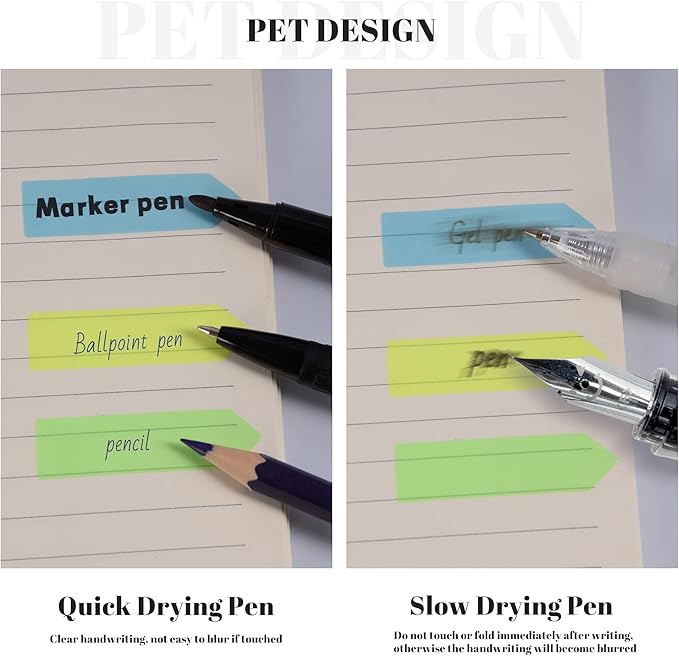 Golcellia Fluorescent Translucent Sticky Note Flags, 1200 Pcs Total, Pack of 10 Color Tabs, Arrow Index Tabs, Page Flag Markers