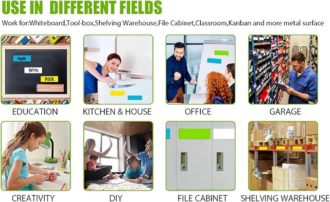 Dry Erase Big Magnetic Labels (4.8x3.2,Pack of 20),Large Write On Magnets Name Plates Sticker,Waterproof/Reusable for Refrigerator&Lockers&Whiteboard&Cabinet(Green)