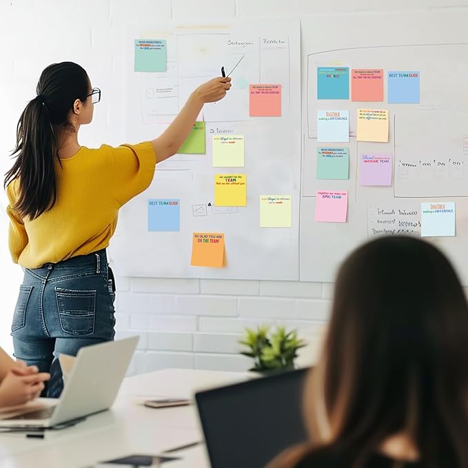 Yinder 24 Pcs Team Sticky Notes Team Appreciation Gifts Bulk Employee Coworker Inspirational Sticky Notes Pad Appreciation Gifts for Teacher Nurse Office Supplies 3 x 3''(Elegant Color,Appreciation)