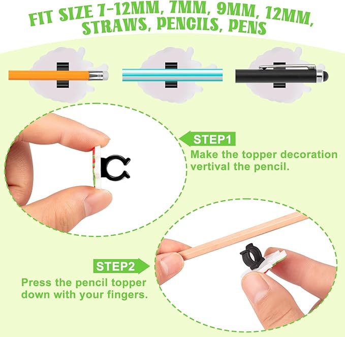 WDAHDHP Pencil Clips Topper for Kids, 50Pcs Different Cute Pencil Fruit Clips, Pencil Charms Bulk for Boys and Girls Classroom Prizes School Rewards