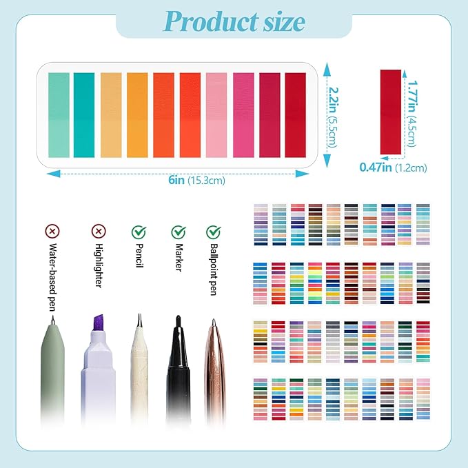 ReliThick 8000 Pcs Annotation tabs Sticky Tabs for Books Transparent Sticky Notes Multi Colored Writable Page Markers Book Flags Strip for Annotating Reading Supplies Bookish Gift(Multicolor)