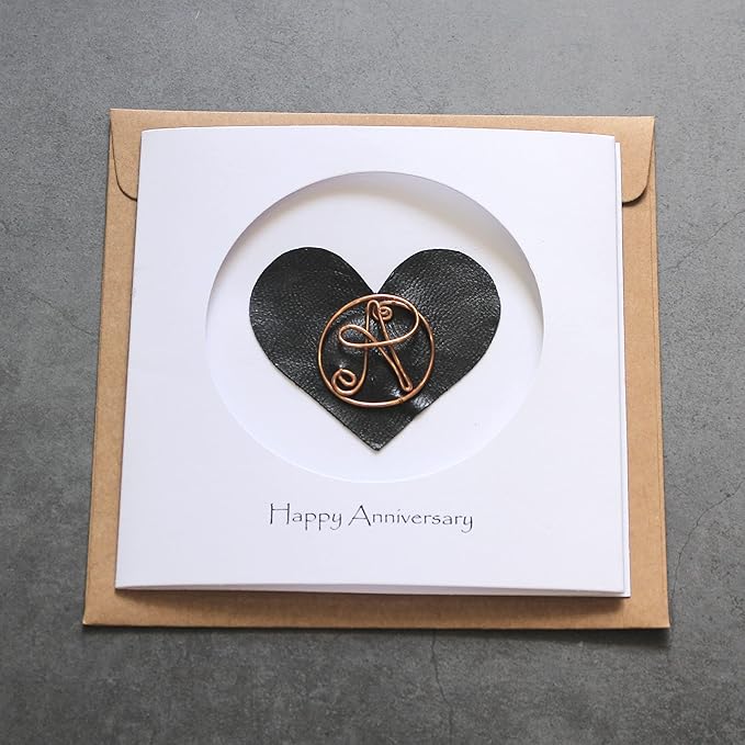Personalized Initial Copper Card, Copper Initial, Anniversary Card for Her, Couple, Gift for Her (A)