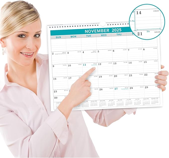 Calendar 2025, 12 Months Wall Calendar 2025 from January 2025 to December 2025,11.5" x 14.6", 2025 Calendar with Julian Date