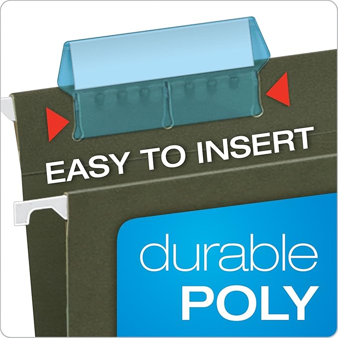 Pendaflex 42BLU Hanging File Folder Tabs, 1/5 Tab, Two Inch, Blue Tab/White Insert (Pack of 25)