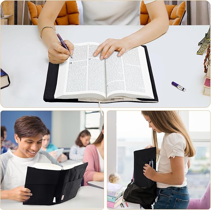 Canvas Book Cover - Washable & Adjustable Covers for Paperback & Hardcover, Pockets for Pen, Book Lovers Gift