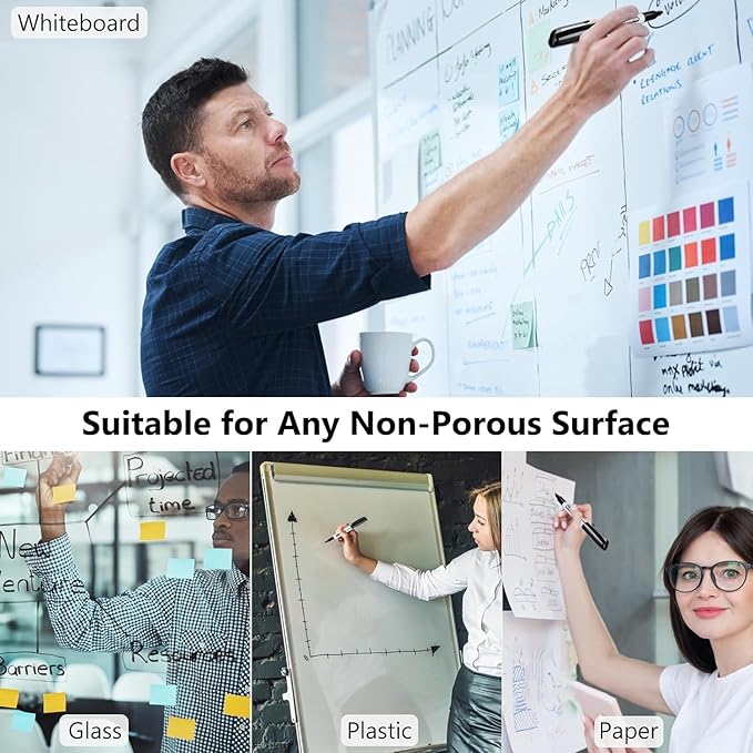 SFAIH Fine Tip Dry Erase Markers - 72 Pack Black Whiteboard Erasable Markers Bulk for Kids Adults, Ideal for Classroom School Office Home Use on White Board, Non-Toxic Easy Clean