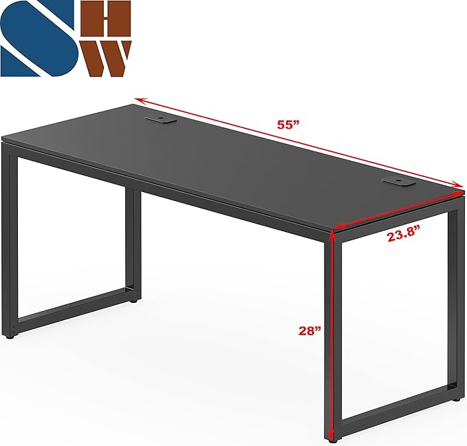 SHW 55-Inch Commercial-Grade Office Computer Desk, Black