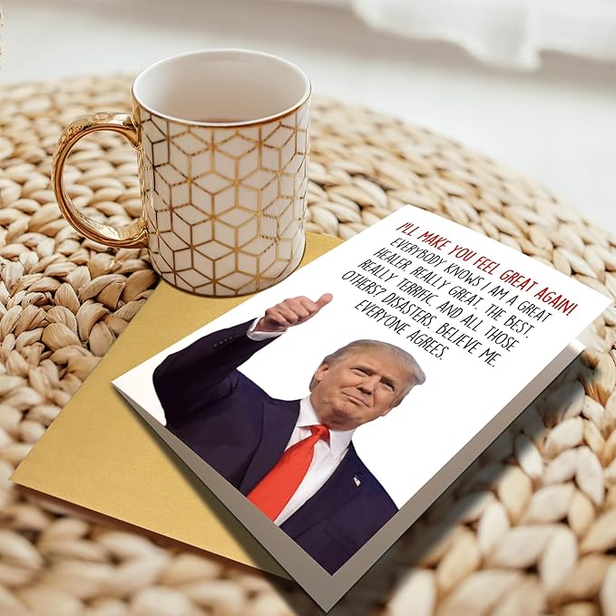 Chenive Trump Get Well Card for Him Her, Funny Donald Trump Get Well Soon Card for Friends, Humorous Speedy Surgery Recovery Card for Men Women, Encouragement Card, Support Card