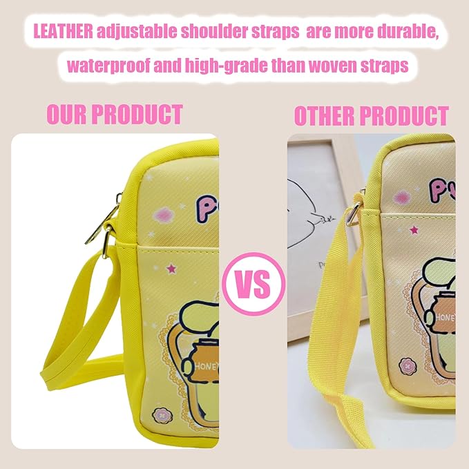 Cute Pudding Dog Crossbody Bag with Adjustable Shoulder Strap and Bracelet Charm, Kawaii Handbag with Zipper, Dog Wallet Purse Shoulder Bag Coin Pouch Accessories for Women Girls