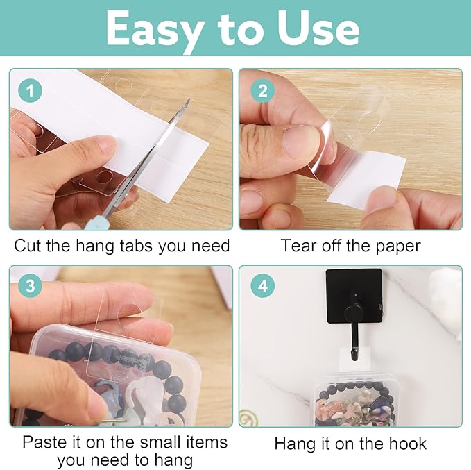 Prudiut 800 Pcs Large Hang Tabs 1×1.5 Inch Round Hole Hang Tags Self-Adhesive Hanging Tabs Heavy Duty Display Tags for Hanging Retail Displays