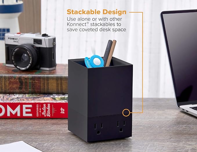 Bostitch Office Konnect Pencil Cup Desk Organizer, Pen Cup, Black