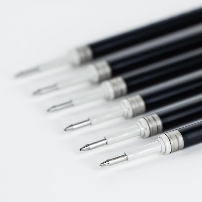 Pentel Refill Ink - For EnerGel Gel Pen, 0.7mm Metal Tip, Medium, Black Ink, Pack of 6 Refills (LR7-6A)
