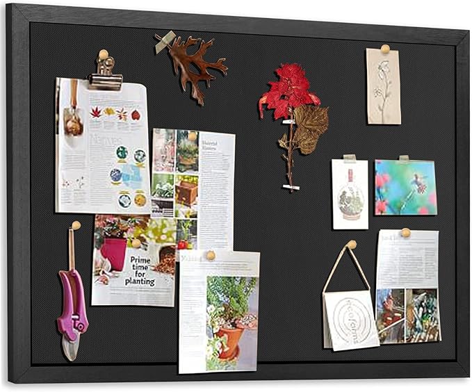 Miratino Large Bulletin Board, 23 "x17 Black Cork Boards for Walls with Frame, Pin Display Board Vision Board for Home School Office Decor