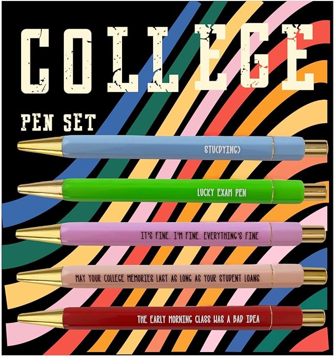 Jxueych Funny Pens 5-Count, Black Ink,Medium Nib 1.0mm, Funny Office Gifts for Coworkers, Personalized Pens Vibrant Funny Quotes Swear Word Daily Pen Set (R)