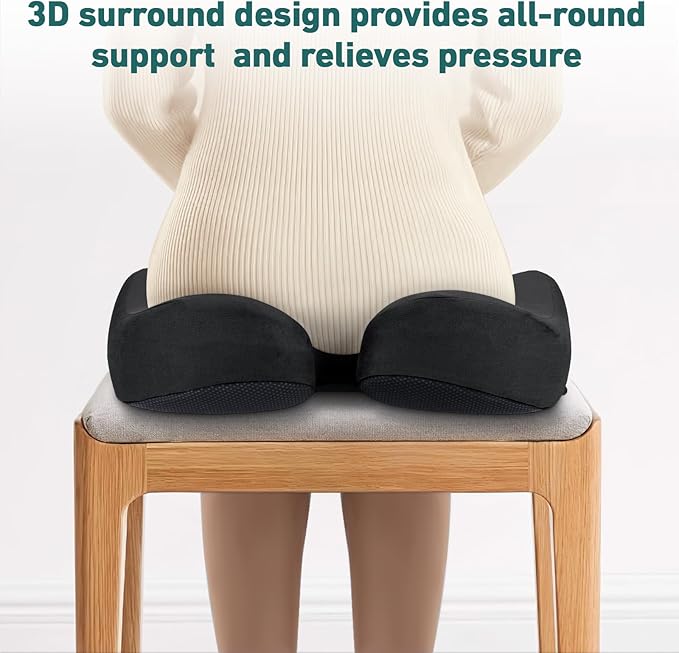 Seat Cushions for Office Chairs - Pressure Relief Seat Cushion - Car Seat Cushions for Pressure Relief, Tailbone Pain, Sciatica & Back Pain Relief for Office Chairs (Black-U Shape)
