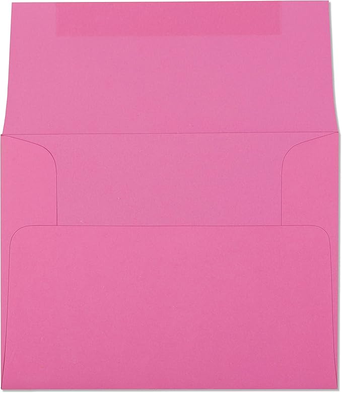 EnDoc A2 Colored Envelopes - For Invitations, Photos, Graduation, Baby Shower - 4 3/8 x 5 3/4 Inches Gummed Seal Greeting Cards Envelopes, Pink Color - 25 Pack