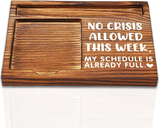 Funny Office Gifts for Coworkers, Funny Boss Gifts for Women, No Crisis Allowed This Week Wood Desk Decor, Office Self-Stick Note Pad Holders Gifts for Manager Colleague Friends-DW40