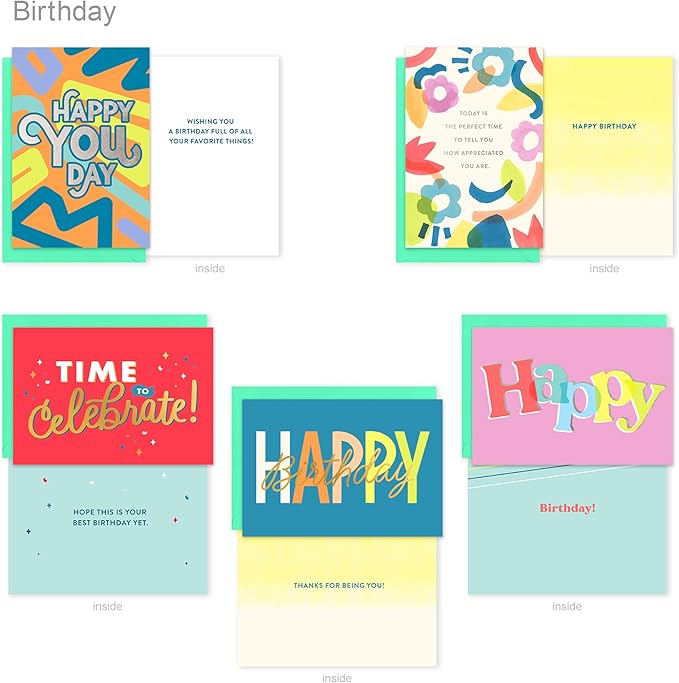 American Greetings 25-Count Birthday Card Assortment with Envelopes, Seals, and Storage Box (Celebrate)