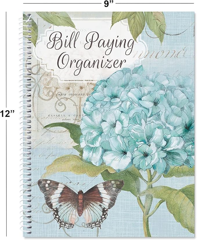 Hydrangea, by © Susan Winget, Bill Paying Organizer Book - Personal Account book, 9" by 12 inch, Spiral-Bound, 14 Pockets, 32 Label Stickers, Bill Tracking