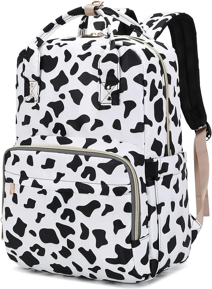 Cow Print Laptop Backpack College Bookbag School Backpack for Women Girls, Travel Backpack 15.6 Inch Computer Backpacks