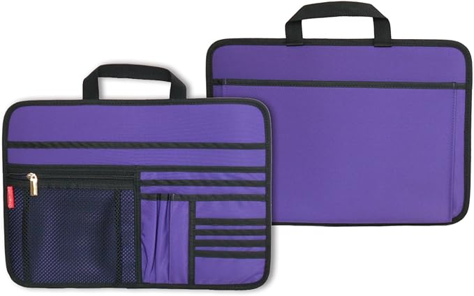 Unisex Bag Briefcase Insert Organizer Office File Document Storage Organizer (L) (Purple)