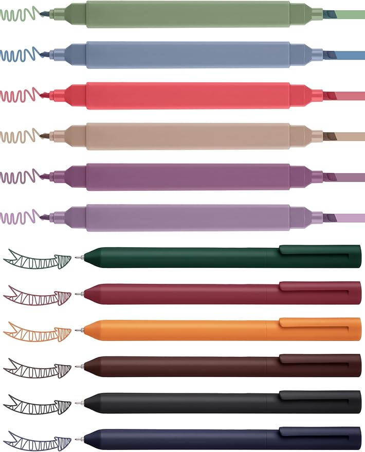 NiArt Bible Note-Taking Kit 6 Dual Tip Highlighters, 6 Gel Pens & 200 Sticky Notes - Versatile, Portable for Bible Study, Journaling, Planning & More with Retro Colors, Precision Tips & Storage Box