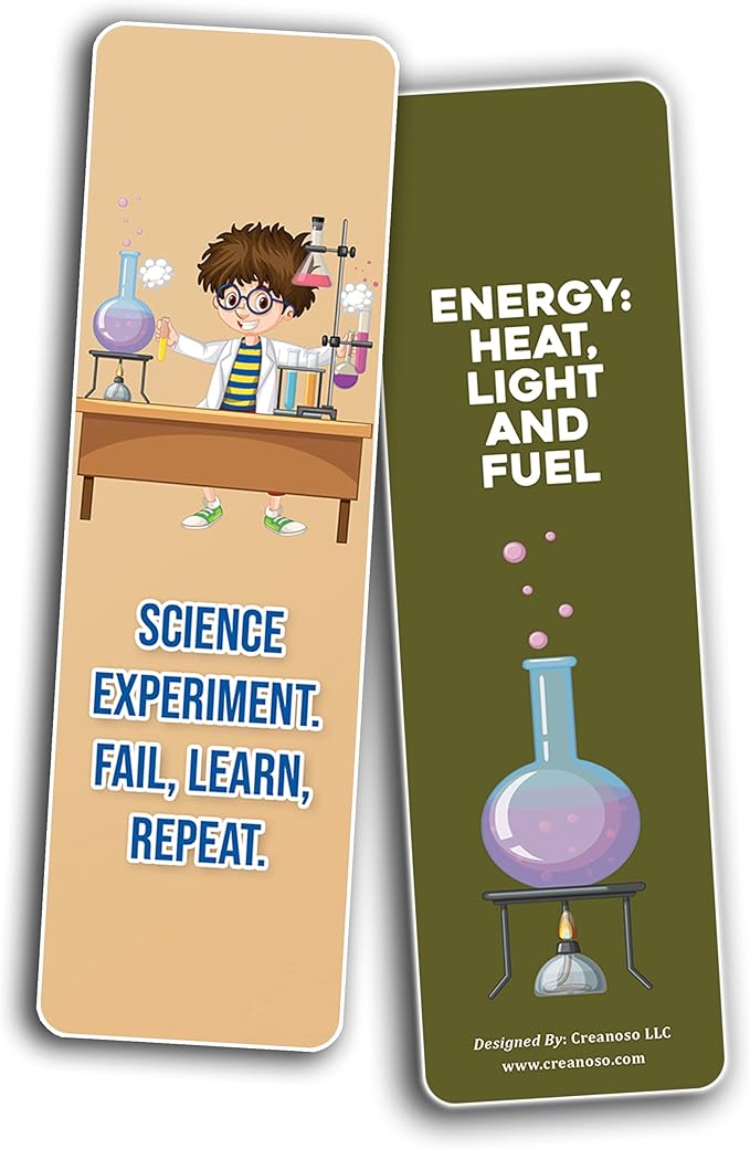 Creanoso Mad Scientist Bookmarks (2-Sets X 6 Cards) – Daily Inspirational Card Set – Interesting Book Page Clippers – Great Gifts for Adults and Professionals