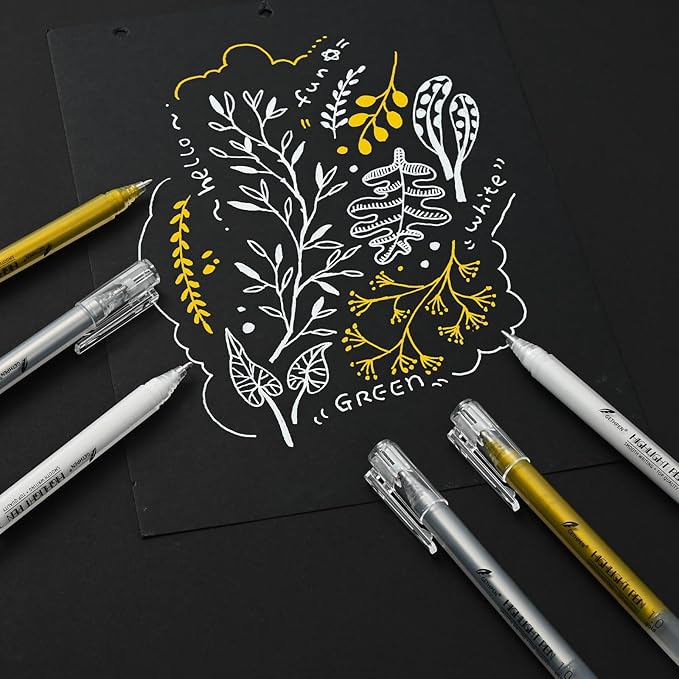 White Pens, 3Pack, White Gel Pens for Artists,1mm Extra Fine Point, White Gel Pen, White Ink Pen, White Pens for Black Paper, White Drawing Pens,White Pen for Artists Drawing