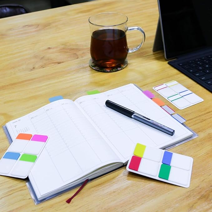 KICNIC File Index Tabs 1 Inch Sticky Flags 720 Pcs, Colored Page Markers Self Adhesive, Repositionable Note Tabs for Documents, Books, Paper, Notebooks, Filing and Folders [36 Sets, 10 Colors]