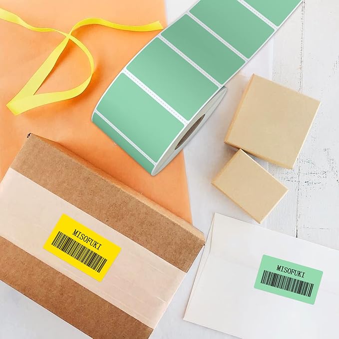 Misofuki 2.25x1.25 1000 Yellow Rectangular Direct Thermal Labels, Compatible with Zebra, Rollo, Munbyn