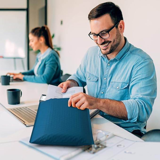 UCGOU Bubble Mailers 7.25x12 Inch Navy Blue 25 Pack Usable Size 7.25x11 Padded Envelopes Small Business Opaque Packaging Self Seal Waterproof Boutique Bulk Shipping Bags for Jewelry Makeup Supplies #1