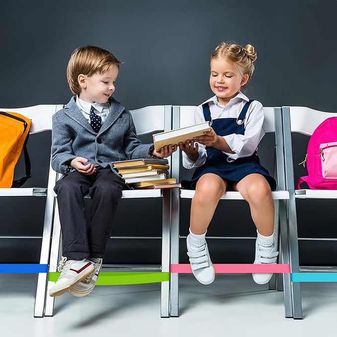 6 Pack Chair Bands for Kids with Fidgety Feet, ADHD Tools for Kids, ROOKEA Sensory Room Must Haves for Adhd Kids Fidget Chair Bands Autism Classroom Must Haves ADHD Tools for Classroom Home Chairs