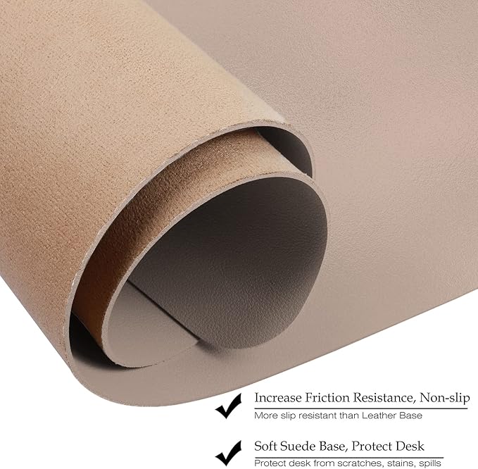 ‎Boutilon Leather Desk Pad 35"x 17" Non-Slip Mouse Pad,Office Desk Mat,Waterprooft PU Leather Desk Blotter,Desk Pad Protector,Desk Writing Pad for Home Office Decor (L-Champagne,35"x 17")