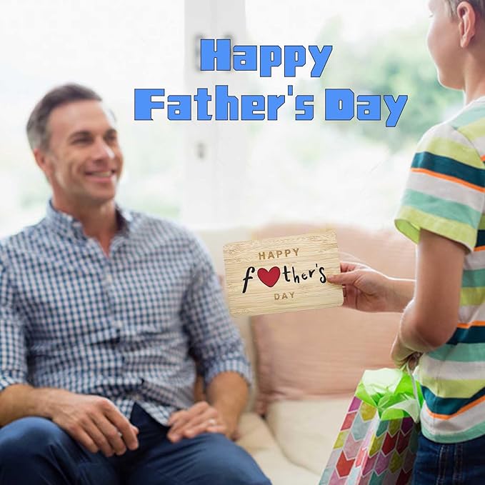 Happy Fathers Day Gift Cards,Handmade Bamboo Greeting Cards,Wooden Thankyou Card,Father's day Card for Dad